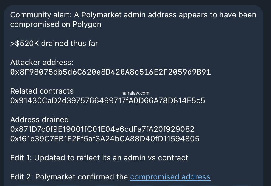 An attacker drained over $600,000 in a huge Polymarket exploit, attacking its UMA CTF Adapter smart contract on Polygon.
